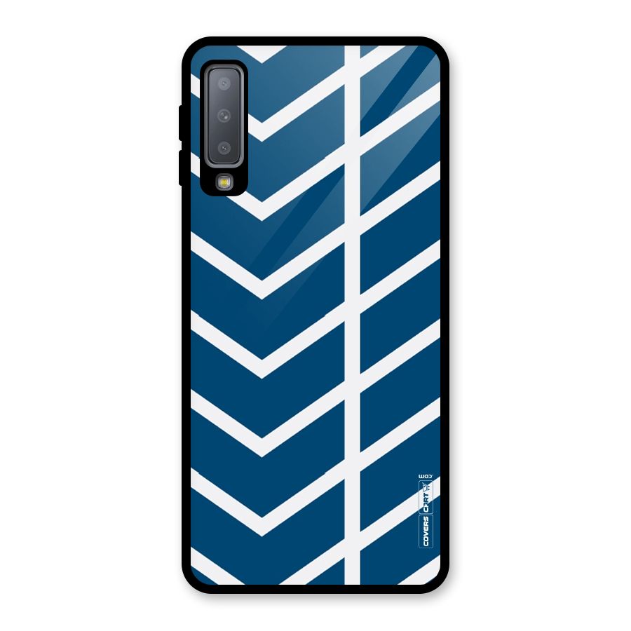 Blue White Pattern Glass Back Case for Galaxy A7 (2018)