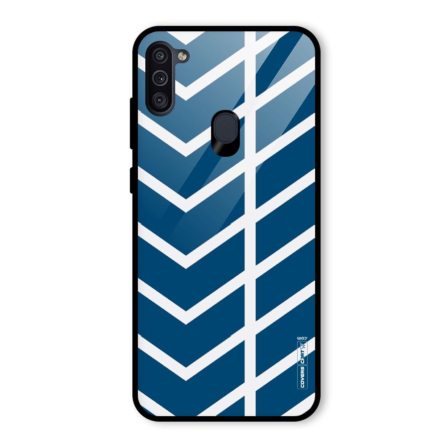 Blue White Pattern Glass Back Case for Galaxy M11