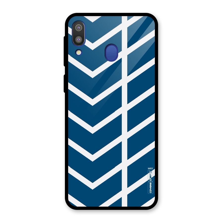 Blue White Pattern Glass Back Case for Galaxy M20