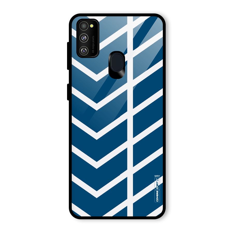 Blue White Pattern Glass Back Case for Galaxy M21