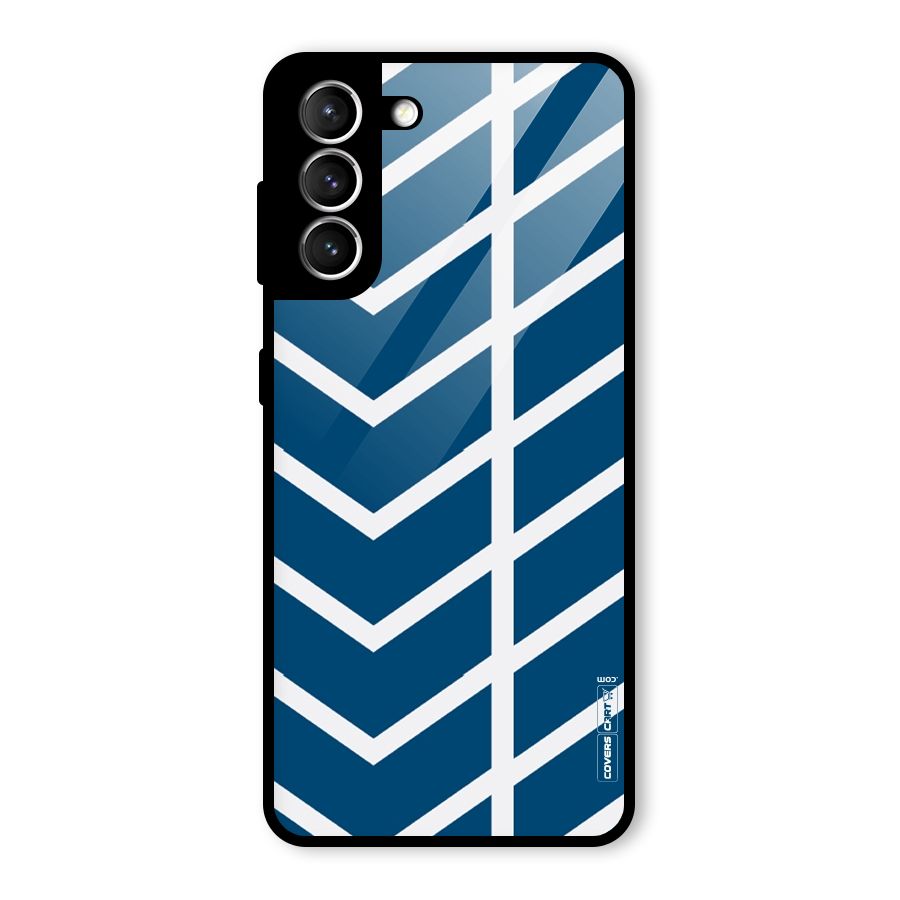 Blue White Pattern Glass Back Case for Galaxy S21 5G