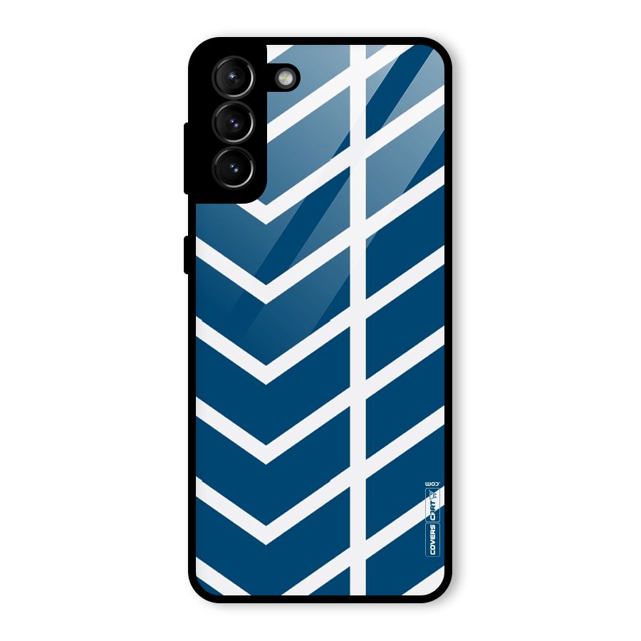 Blue White Pattern Glass Back Case for Galaxy S21 Plus