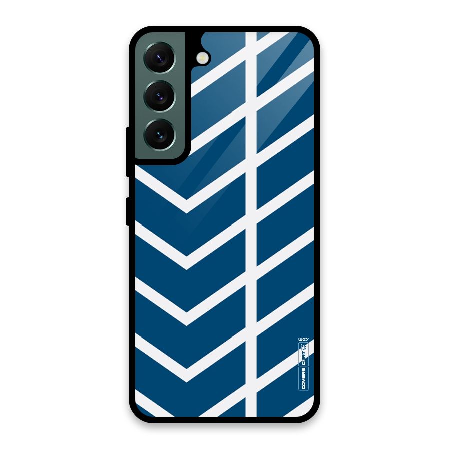 Blue White Pattern Glass Back Case for Galaxy S22 5G