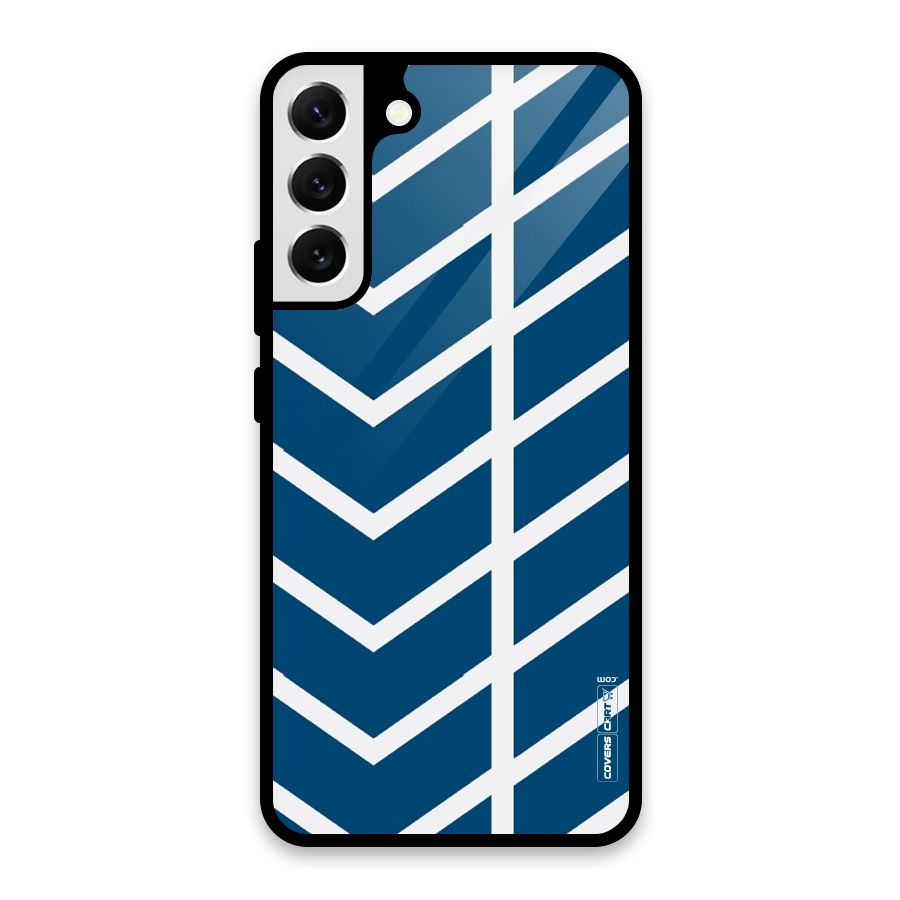 Blue White Pattern Glass Back Case for Galaxy S22 Plus 5G