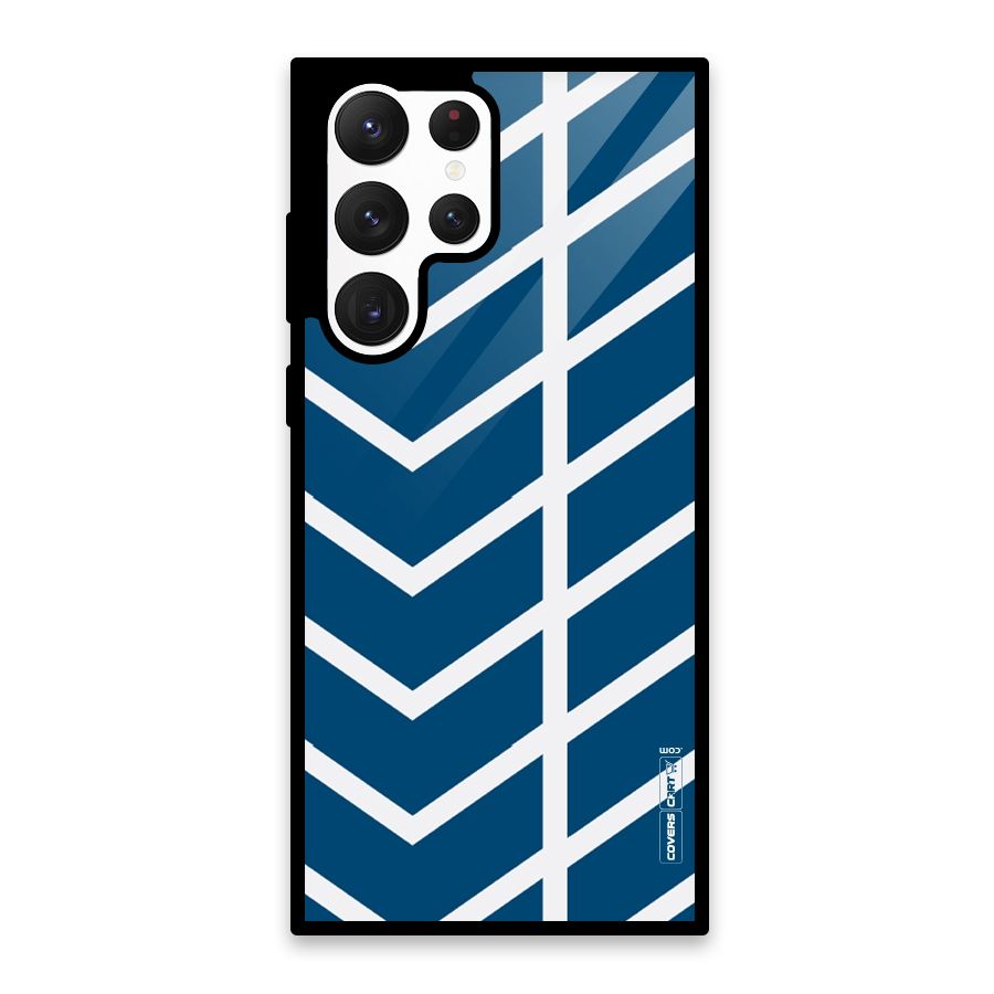 Blue White Pattern Glass Back Case for Galaxy S22 Ultra 5G
