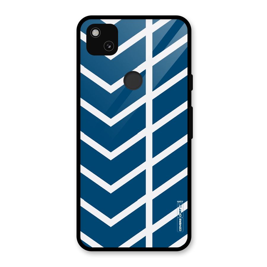 Blue White Pattern Glass Back Case for Google Pixel 4a