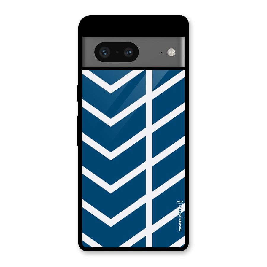 Blue White Pattern Glass Back Case for Google Pixel 7
