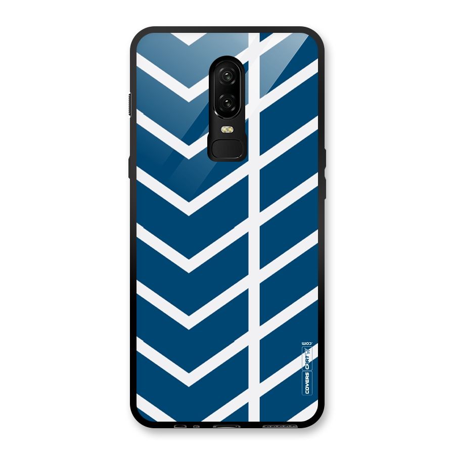 Blue White Pattern Glass Back Case for OnePlus 6