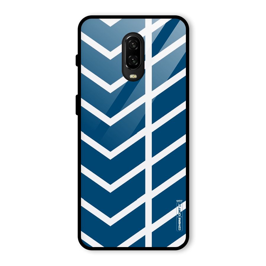 Blue White Pattern Glass Back Case for OnePlus 6T