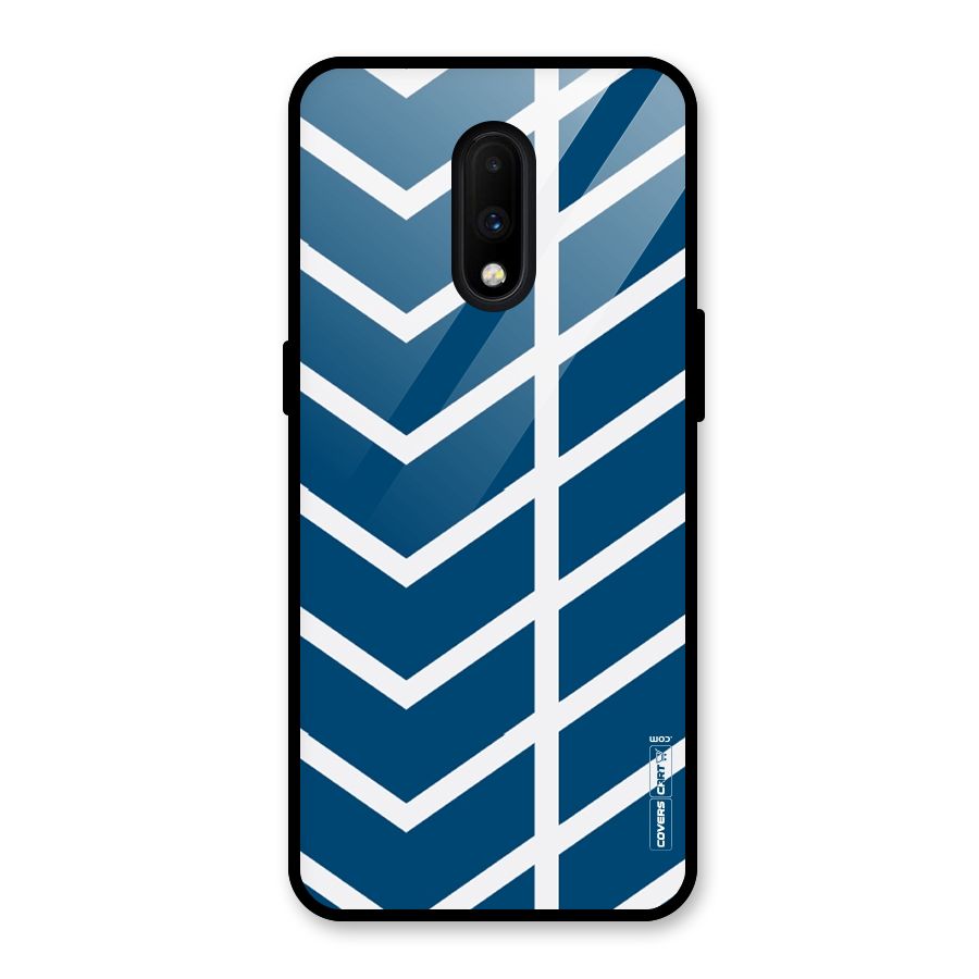 Blue White Pattern Glass Back Case for OnePlus 7