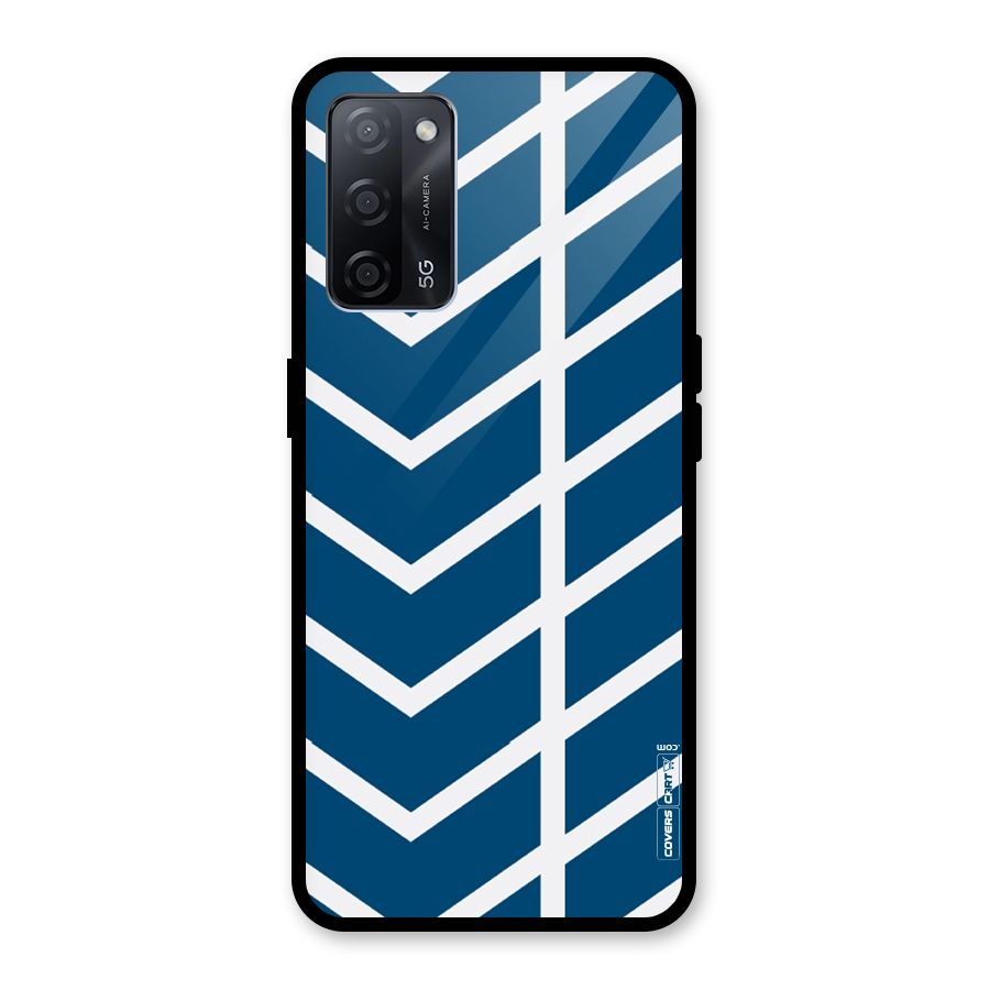 Blue White Pattern Glass Back Case for Oppo A53s 5G