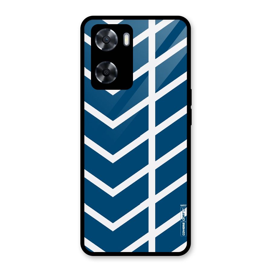 Blue White Pattern Glass Back Case for Oppo A57 2022