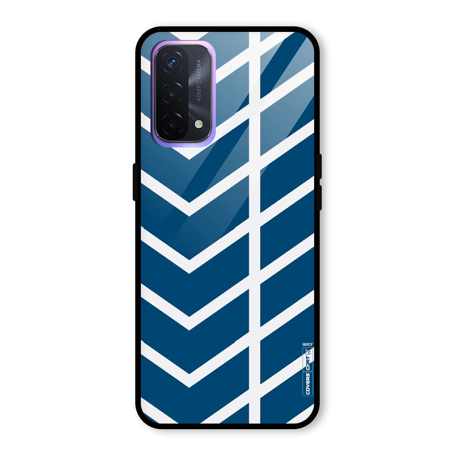 Blue White Pattern Glass Back Case for Oppo A74 5G