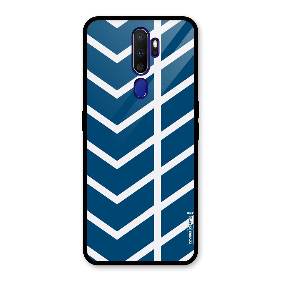 Blue White Pattern Glass Back Case for Oppo A9 (2020)