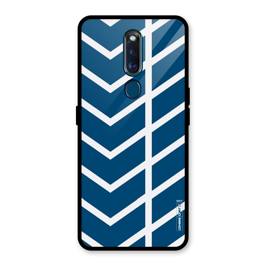 Blue White Pattern Glass Back Case for Oppo F11 Pro
