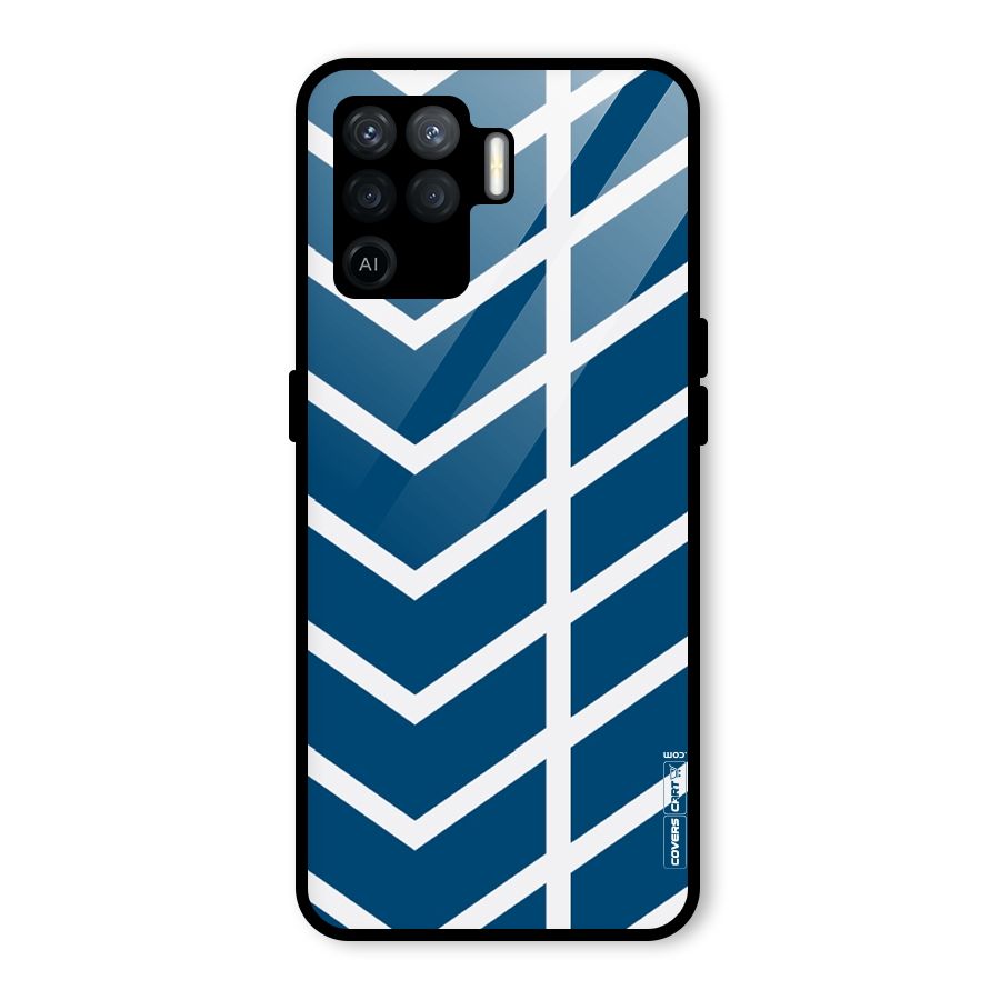 Blue White Pattern Glass Back Case for Oppo F19 Pro