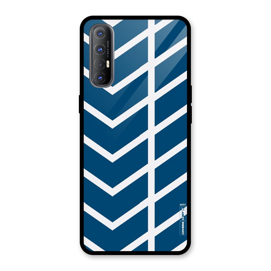 Blue White Pattern Glass Back Case for Oppo Reno3 Pro
