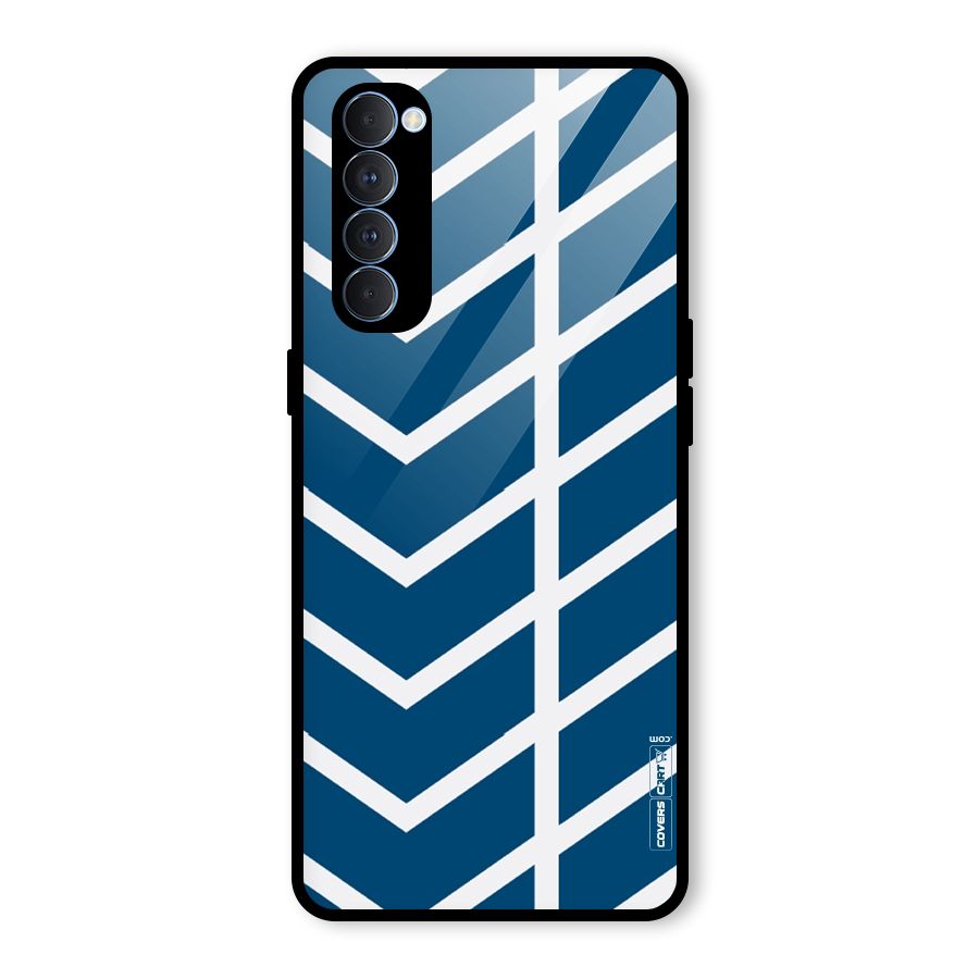 Blue White Pattern Glass Back Case for Oppo Reno4 Pro