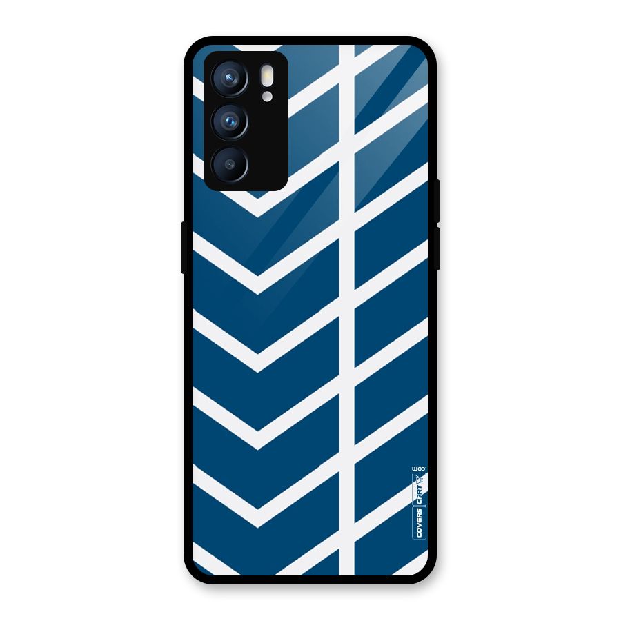 Blue White Pattern Glass Back Case for Oppo Reno6 5G