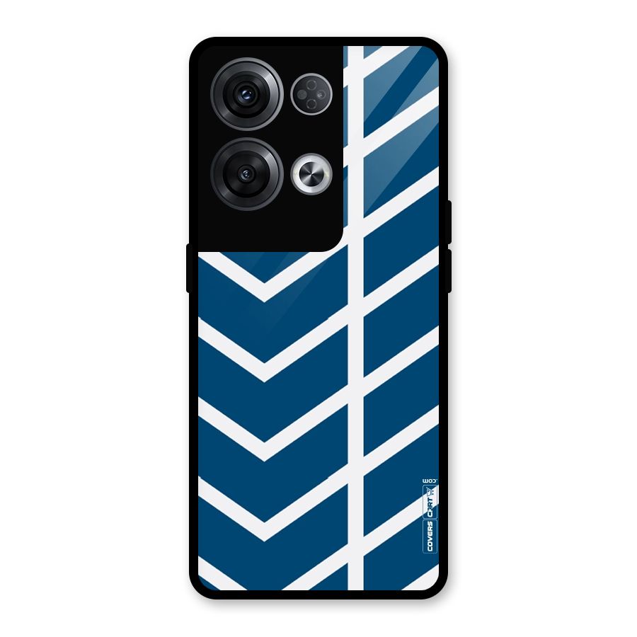 Blue White Pattern Glass Back Case for Oppo Reno8 Pro 5G