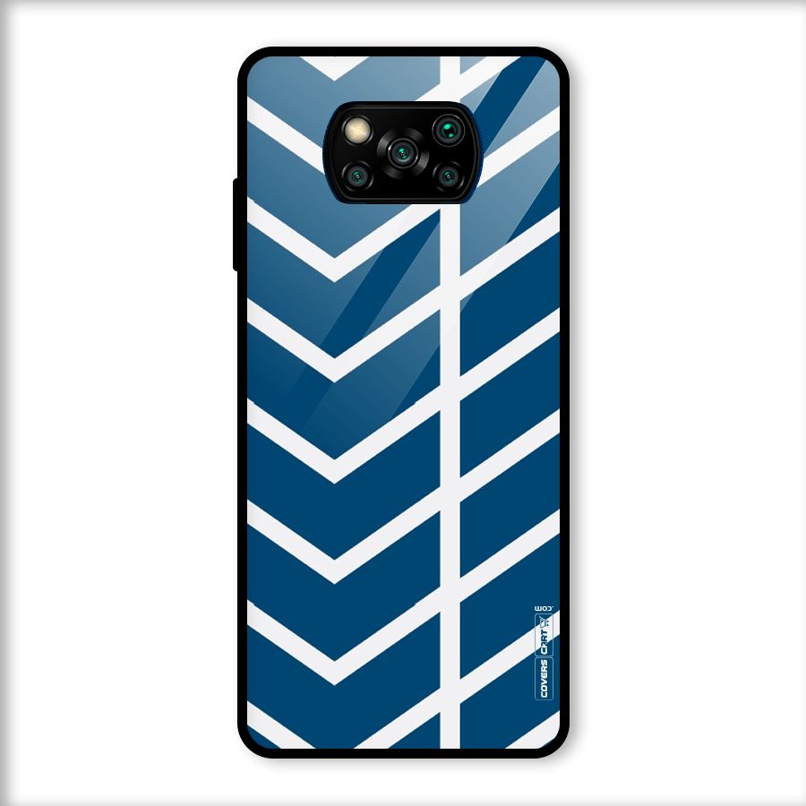 Blue White Pattern Glass Back Case for Poco X3