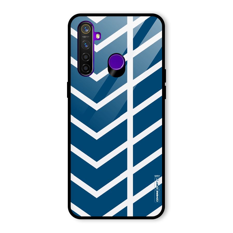Blue White Pattern Glass Back Case for Realme 5 Pro
