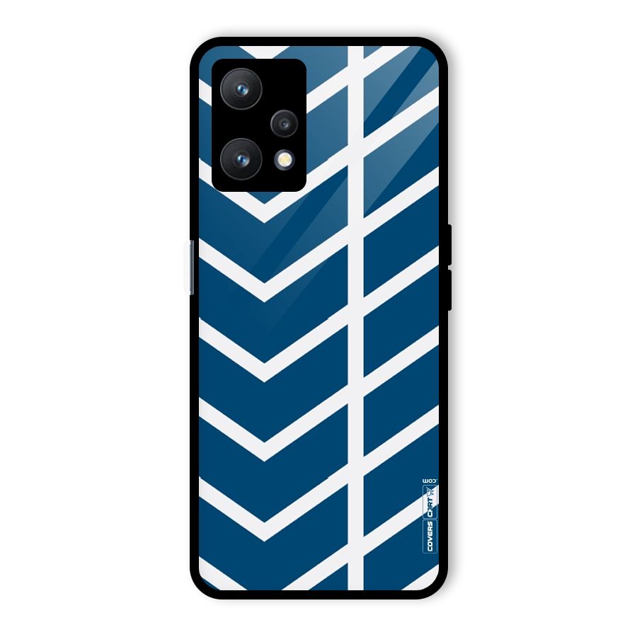 Blue White Pattern Glass Back Case for Realme 9 Pro 5G