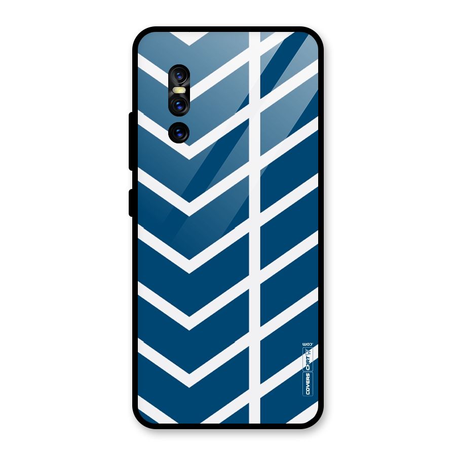 Blue White Pattern Glass Back Case for Vivo V15 Pro