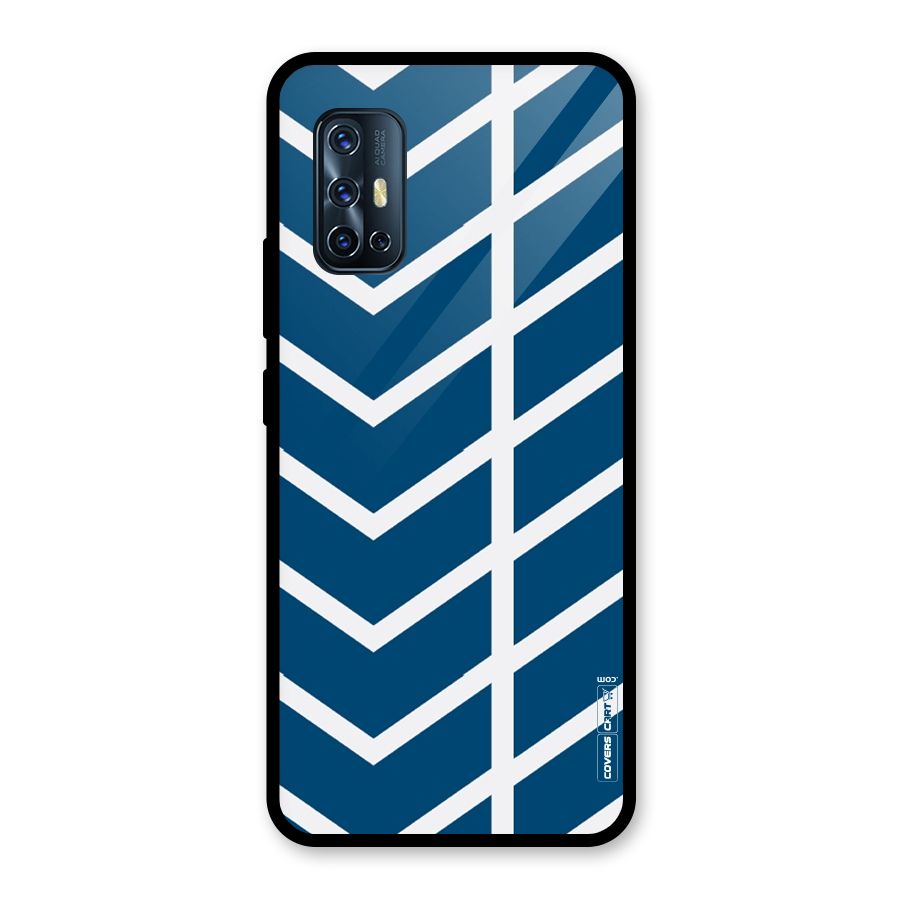 Blue White Pattern Glass Back Case for Vivo V17
