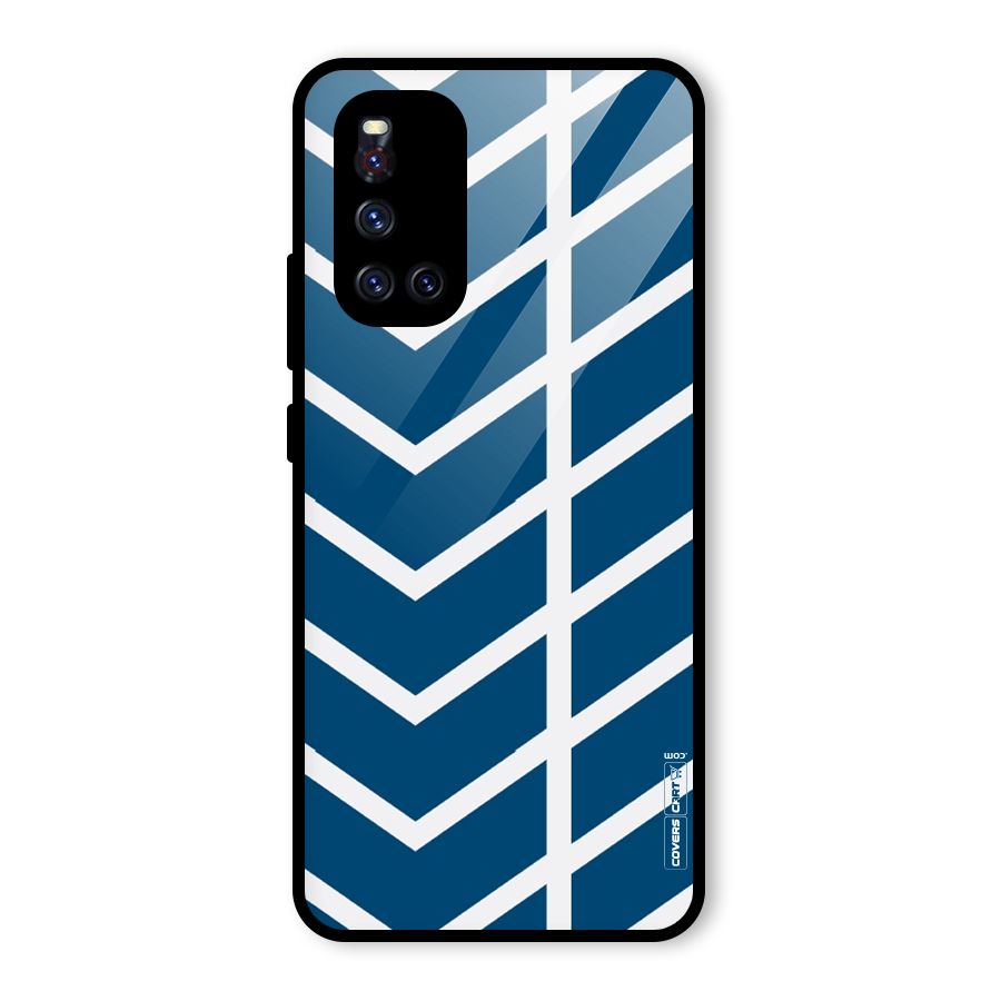 Blue White Pattern Glass Back Case for Vivo V19