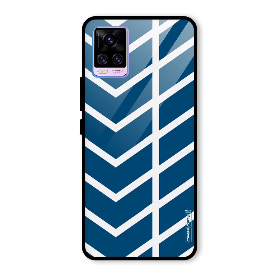 Blue White Pattern Glass Back Case for Vivo V20 Pro