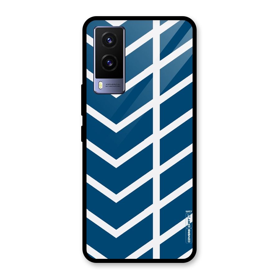 Blue White Pattern Glass Back Case for Vivo V21e 5G