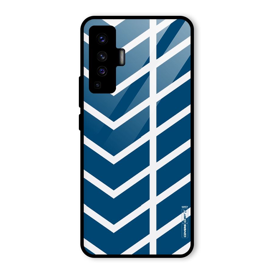 Blue White Pattern Glass Back Case for Vivo X50