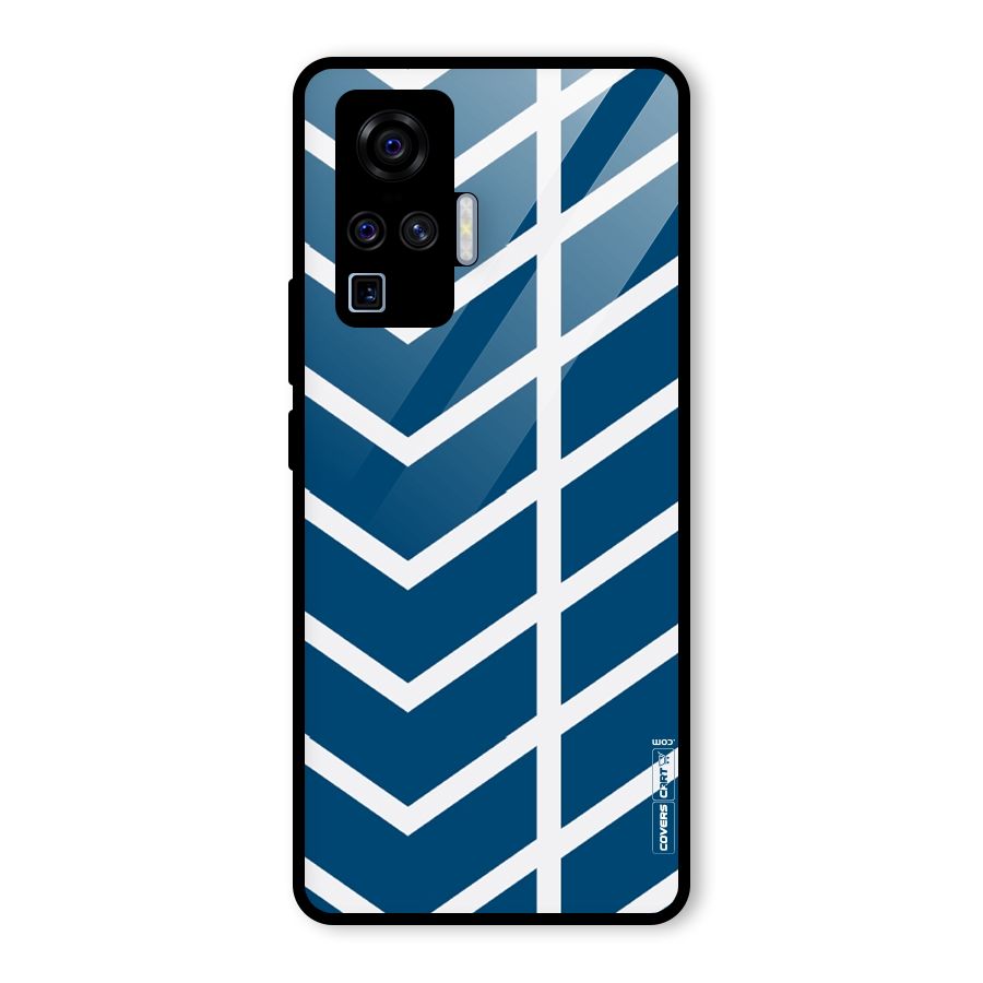 Blue White Pattern Glass Back Case for Vivo X50 Pro