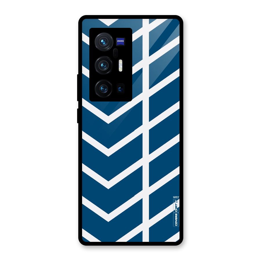 Blue White Pattern Glass Back Case for Vivo X70 Pro Plus