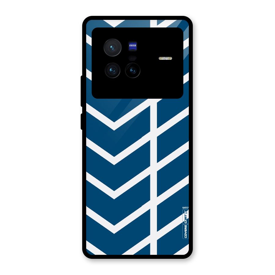 Blue White Pattern Glass Back Case for Vivo X80