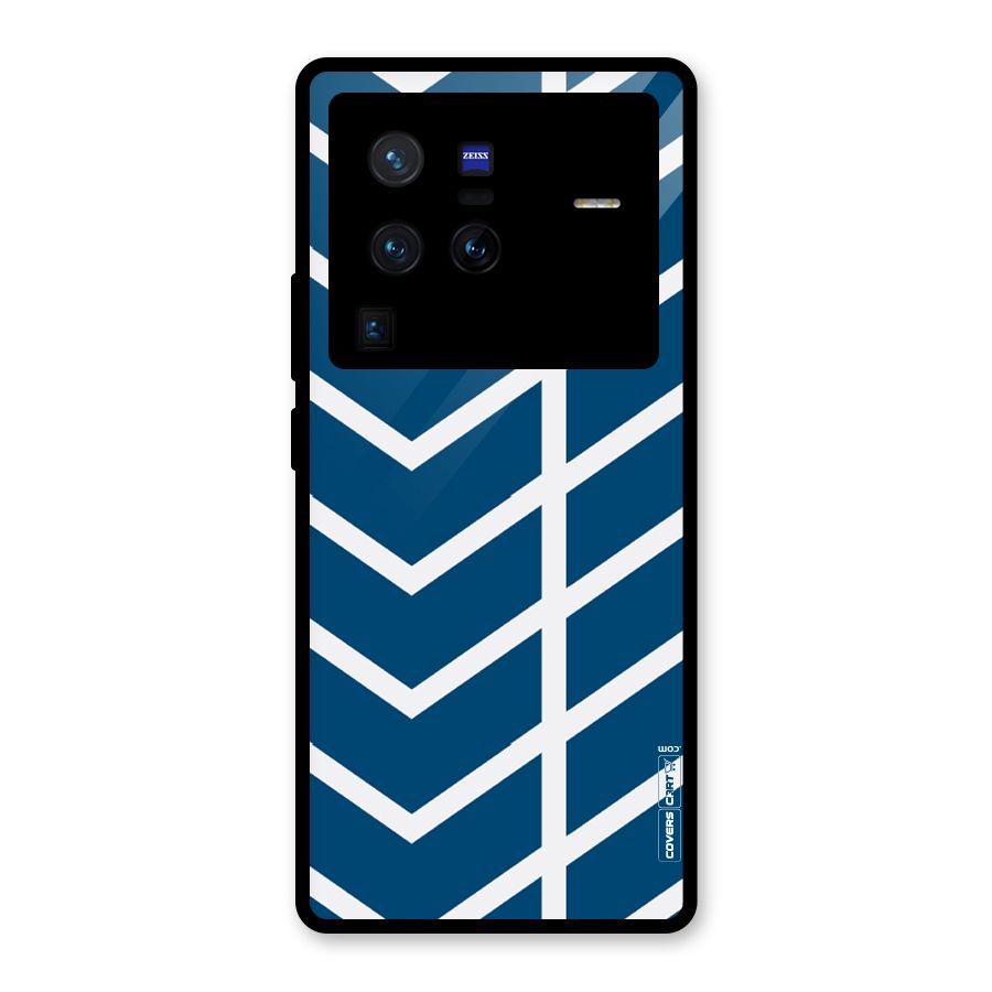 Blue White Pattern Glass Back Case for Vivo X80 Pro