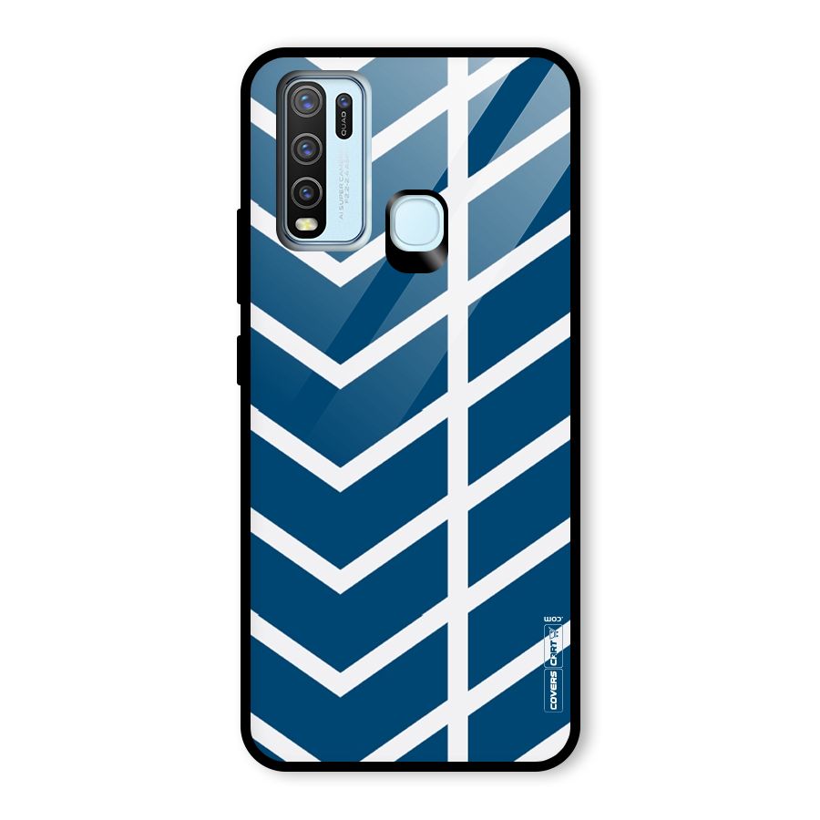 Blue White Pattern Glass Back Case for Vivo Y30