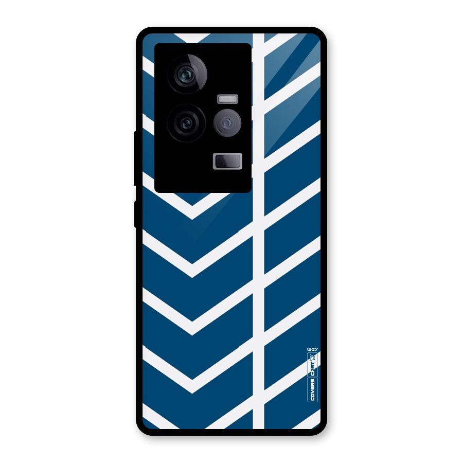 Blue White Pattern Glass Back Case for Vivo iQOO 11 5G