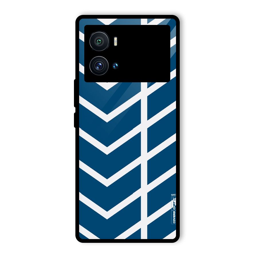 Blue White Pattern Glass Back Case for Vivo iQOO 9 Pro