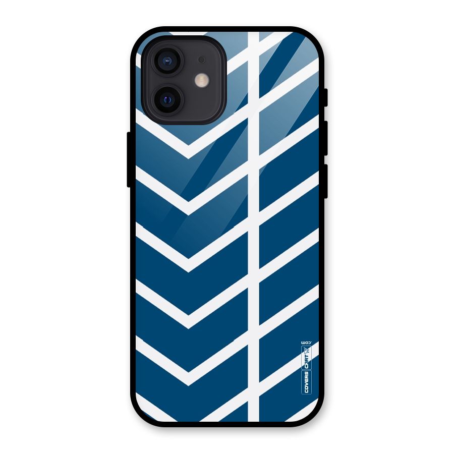 Blue White Pattern Glass Back Case for iPhone 12