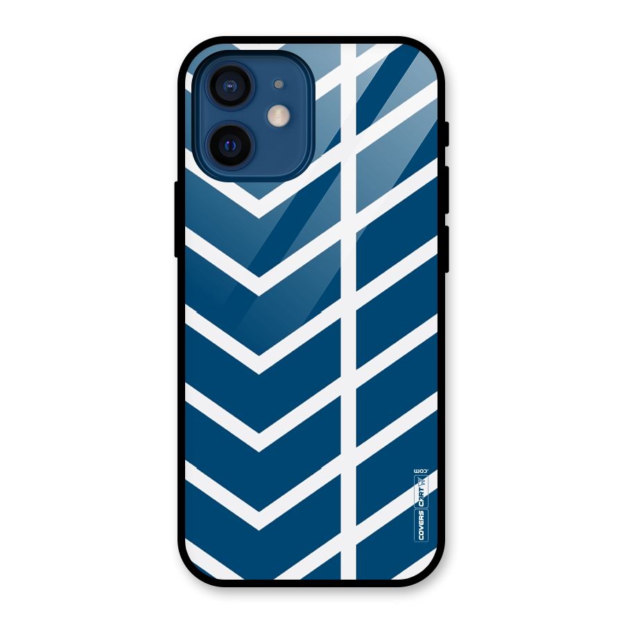 Blue White Pattern Glass Back Case for iPhone 12 Mini