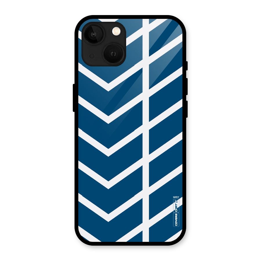 Blue White Pattern Glass Back Case for iPhone 13