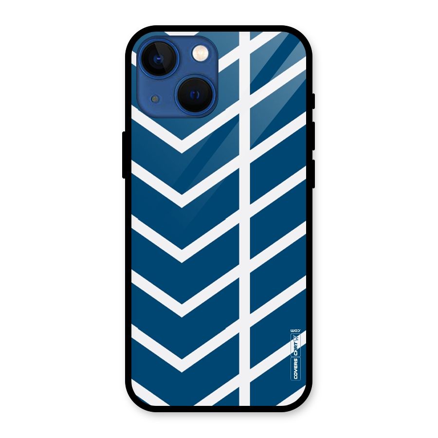 Blue White Pattern Glass Back Case for iPhone 13 Mini