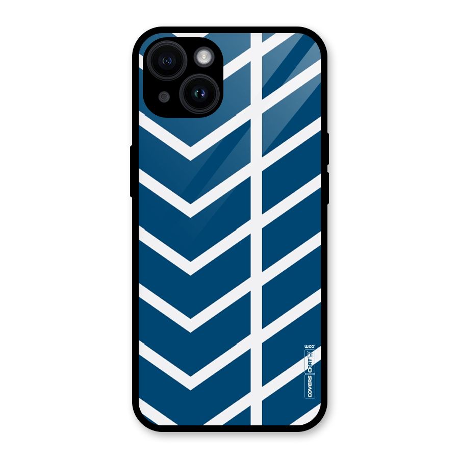 Blue White Pattern Glass Back Case for iPhone 14