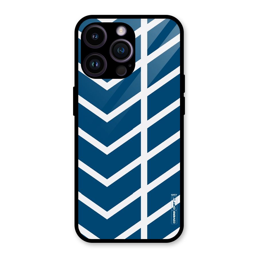Blue White Pattern Glass Back Case for iPhone 14 Pro Max