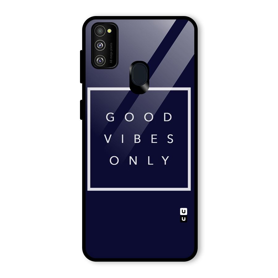 Blue White Vibes Glass Back Case for Galaxy M21