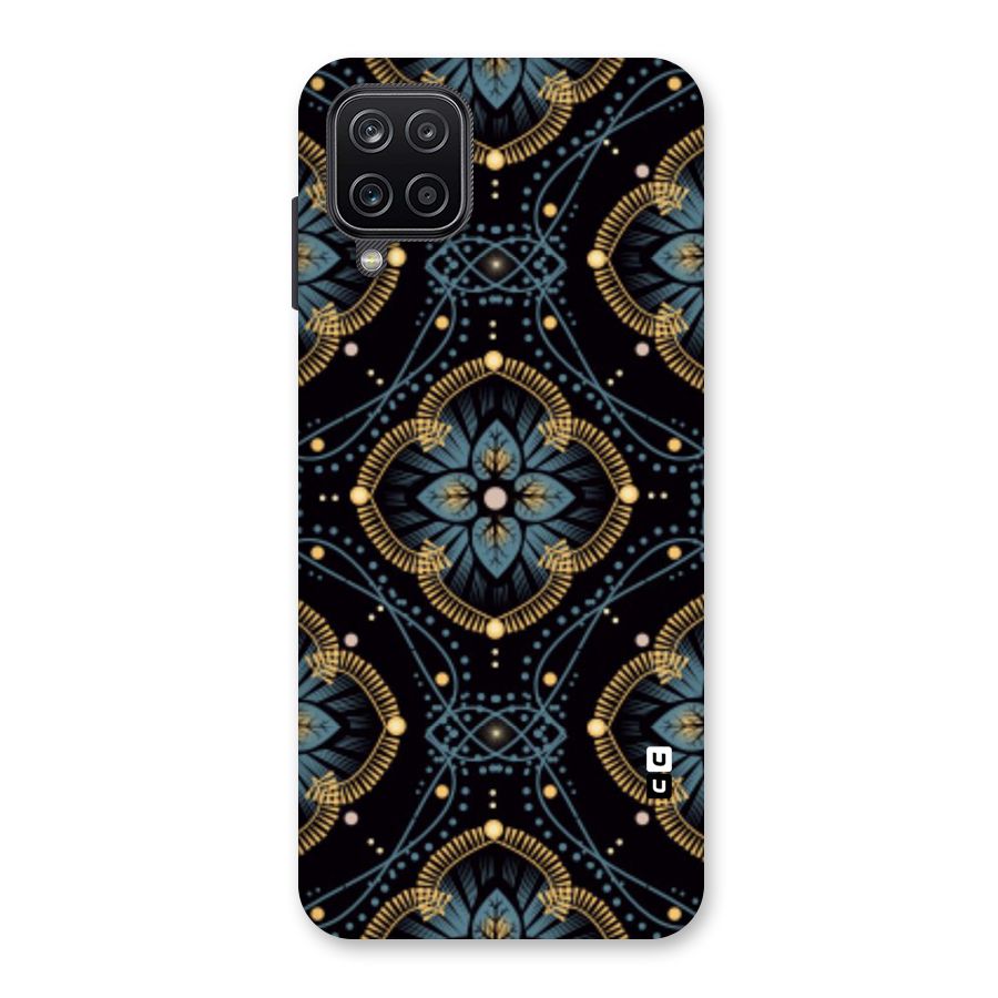 Blue With Black Flower Back Case for Galaxy A12