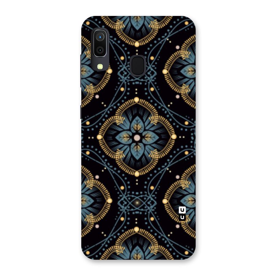 Blue With Black Flower Back Case for Galaxy A20