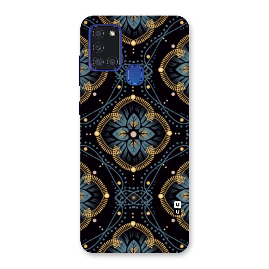 Blue With Black Flower Back Case for Galaxy A21s